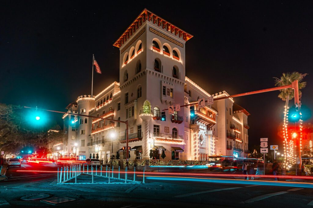 Downtown St. Augustine building at night